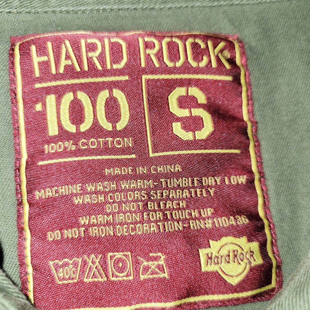 Hard Rock Cafe Military Green Button Up Short Sleeve Shirt New Orleans Size S - Picture 3 of 7